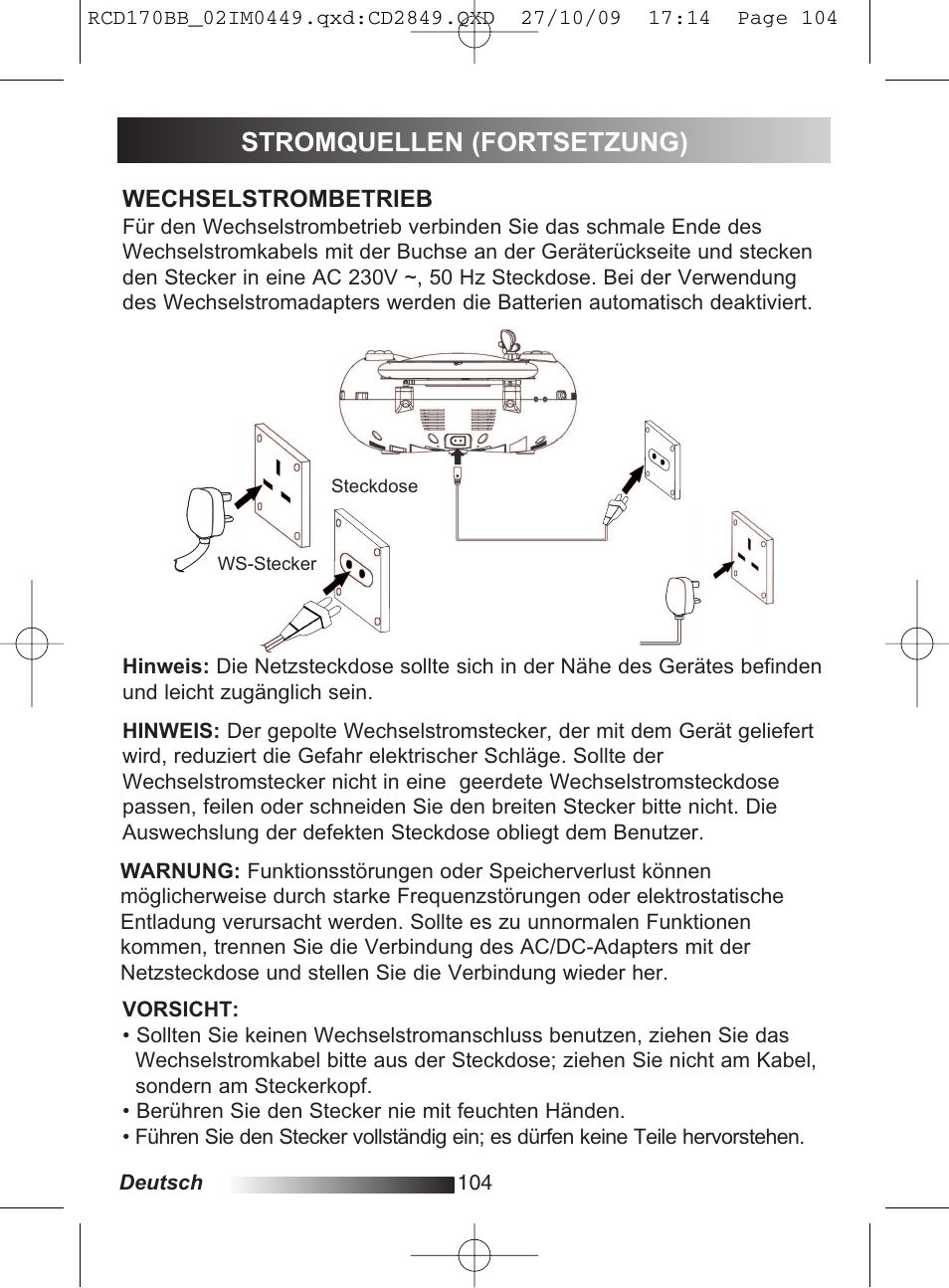 Stromquellen (fortsetzung) | Lexibook RCD170BB User Manual | Page 104 / 134
