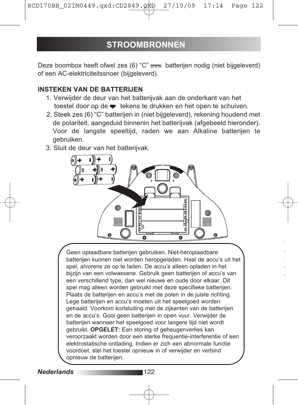 Stroombronnen | Lexibook RCD170BB User Manual | Page 122 / 134