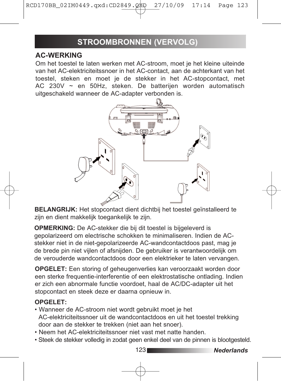 Stroombronnen (vervolg) | Lexibook RCD170BB User Manual | Page 123 / 134