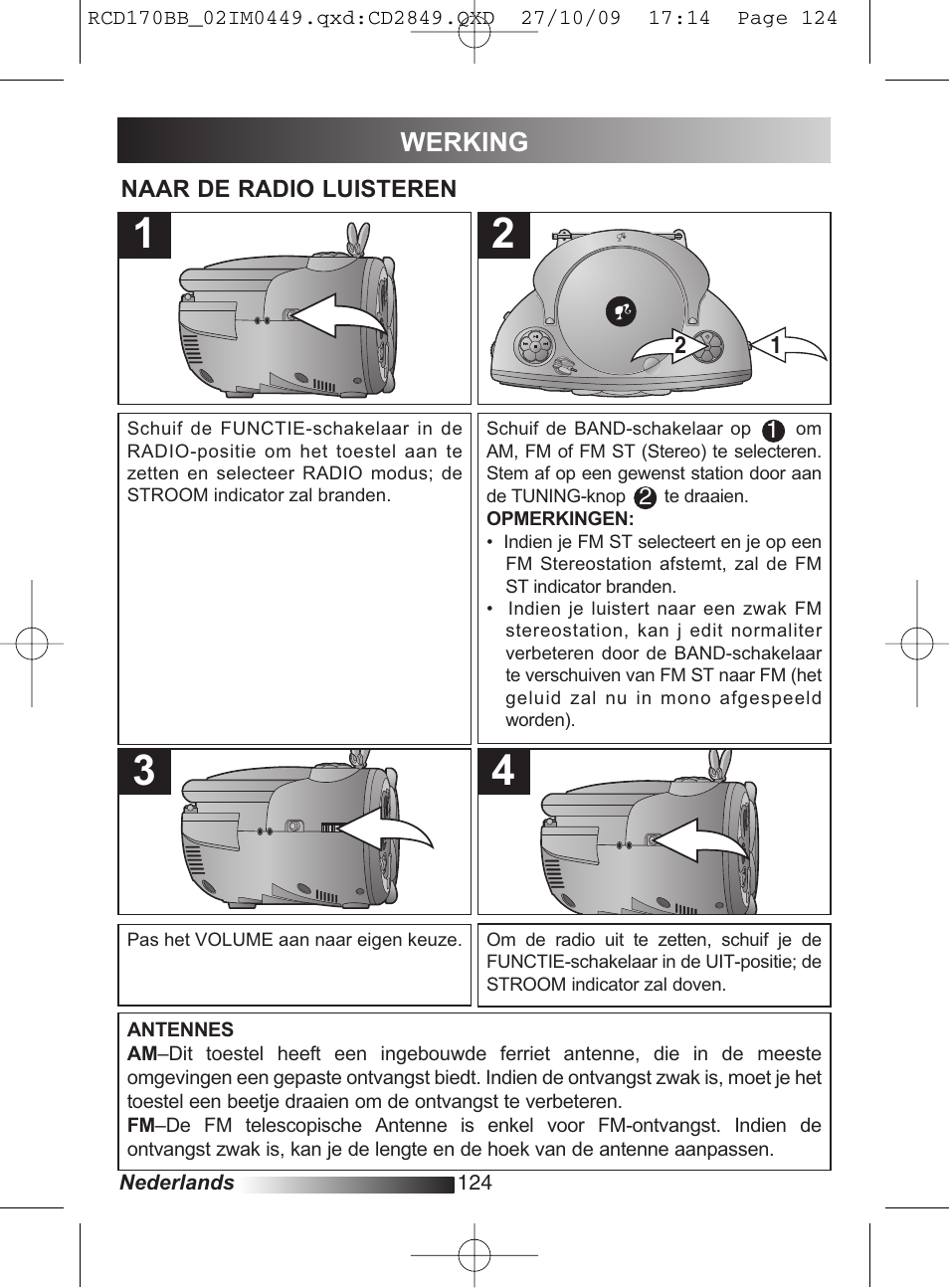 Werking | Lexibook RCD170BB User Manual | Page 124 / 134