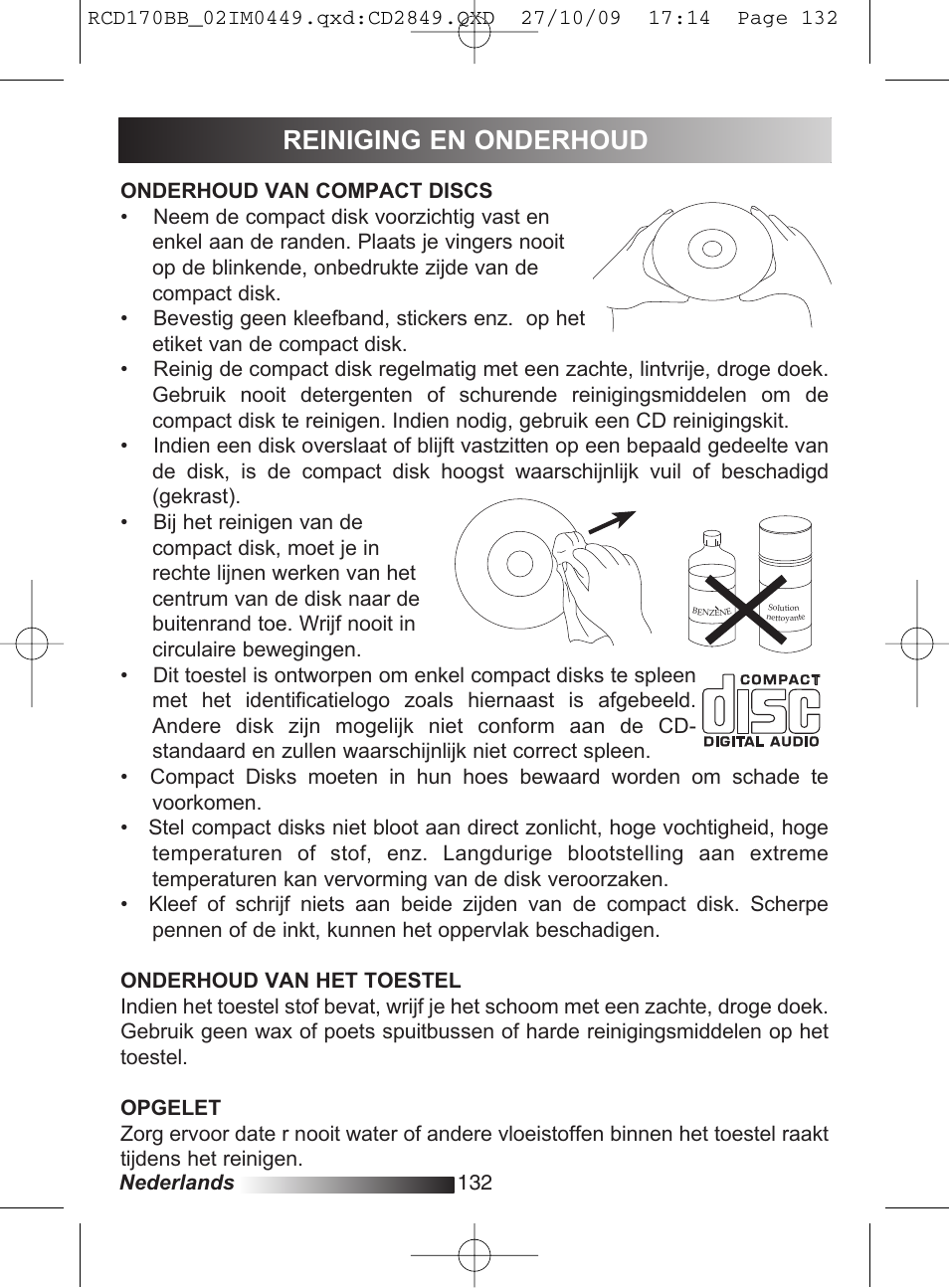 Reiniging en onderhoud | Lexibook RCD170BB User Manual | Page 132 / 134