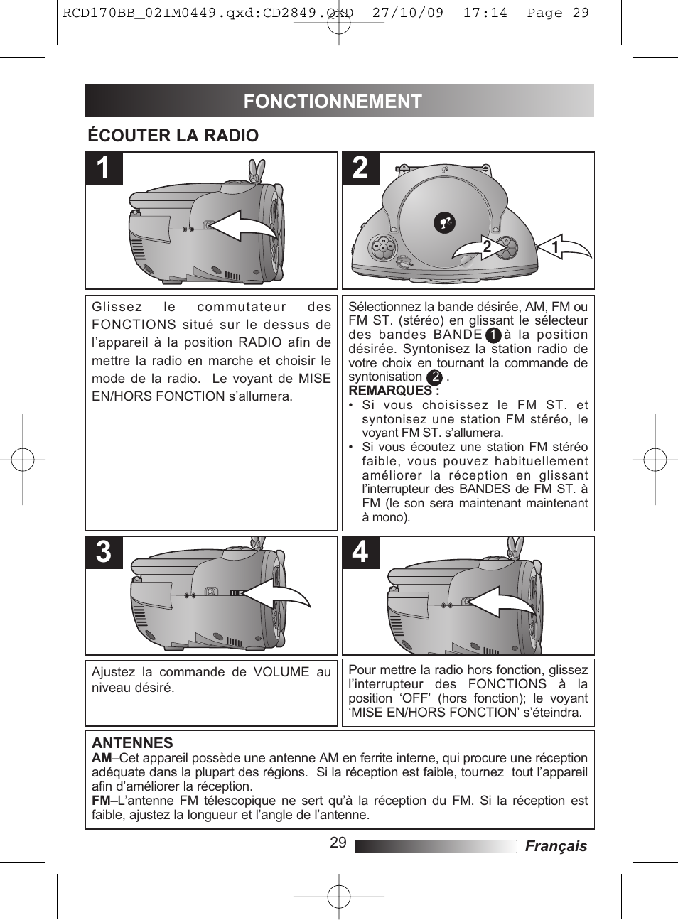 Fonctionnement | Lexibook RCD170BB User Manual | Page 29 / 134