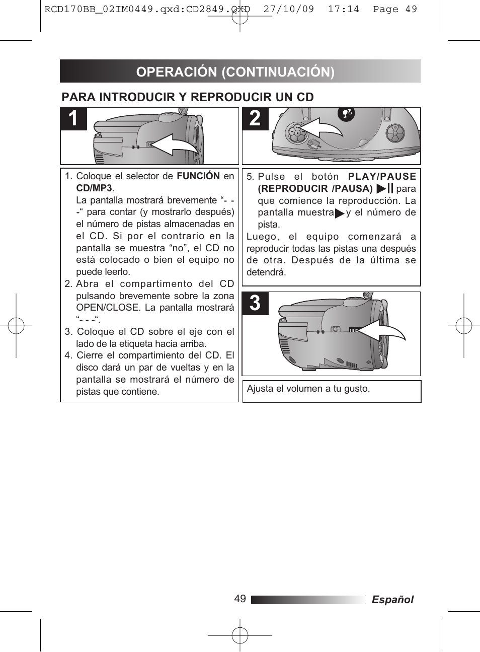 Operación (continuación) | Lexibook RCD170BB User Manual | Page 49 / 134