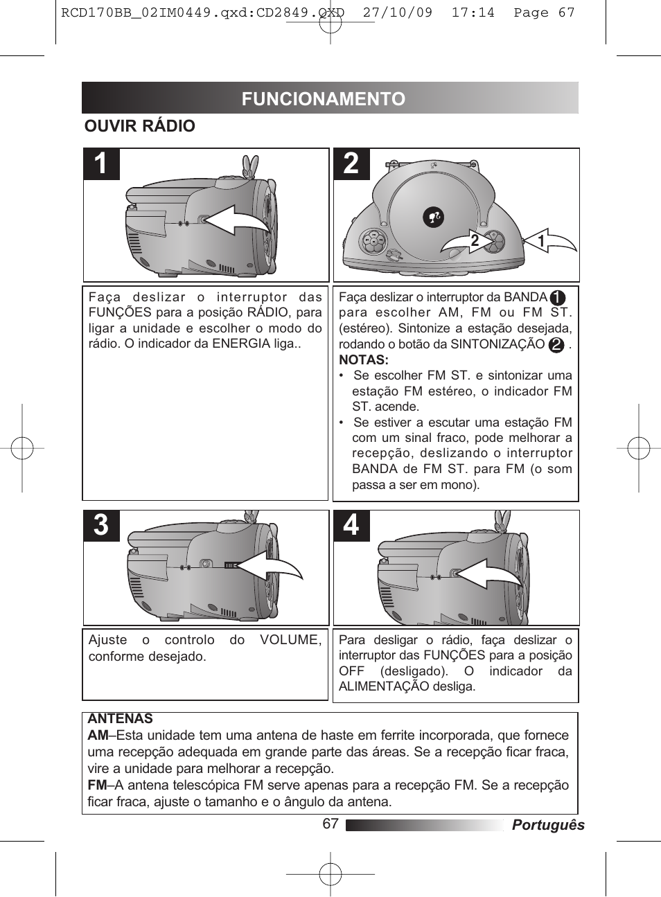 Funcionamento | Lexibook RCD170BB User Manual | Page 67 / 134