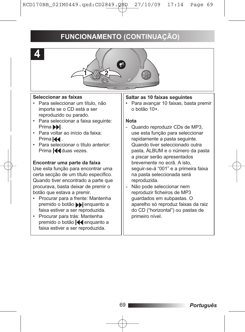 Funcionamento (continuação) | Lexibook RCD170BB User Manual | Page 69 / 134