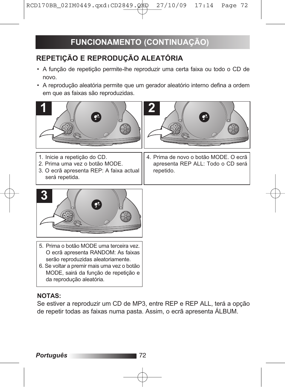 Funcionamento (continuação) | Lexibook RCD170BB User Manual | Page 72 / 134