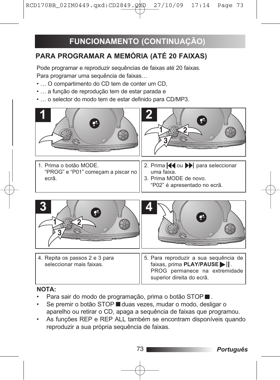 Funcionamento (continuação) | Lexibook RCD170BB User Manual | Page 73 / 134