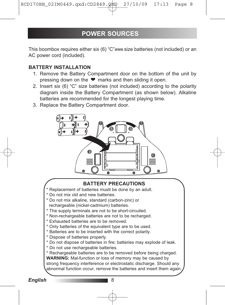 Power sources | Lexibook RCD170BB User Manual | Page 8 / 134