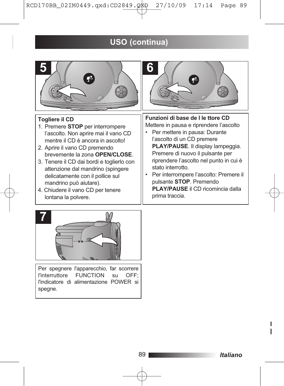 Uso (continua) | Lexibook RCD170BB User Manual | Page 89 / 134