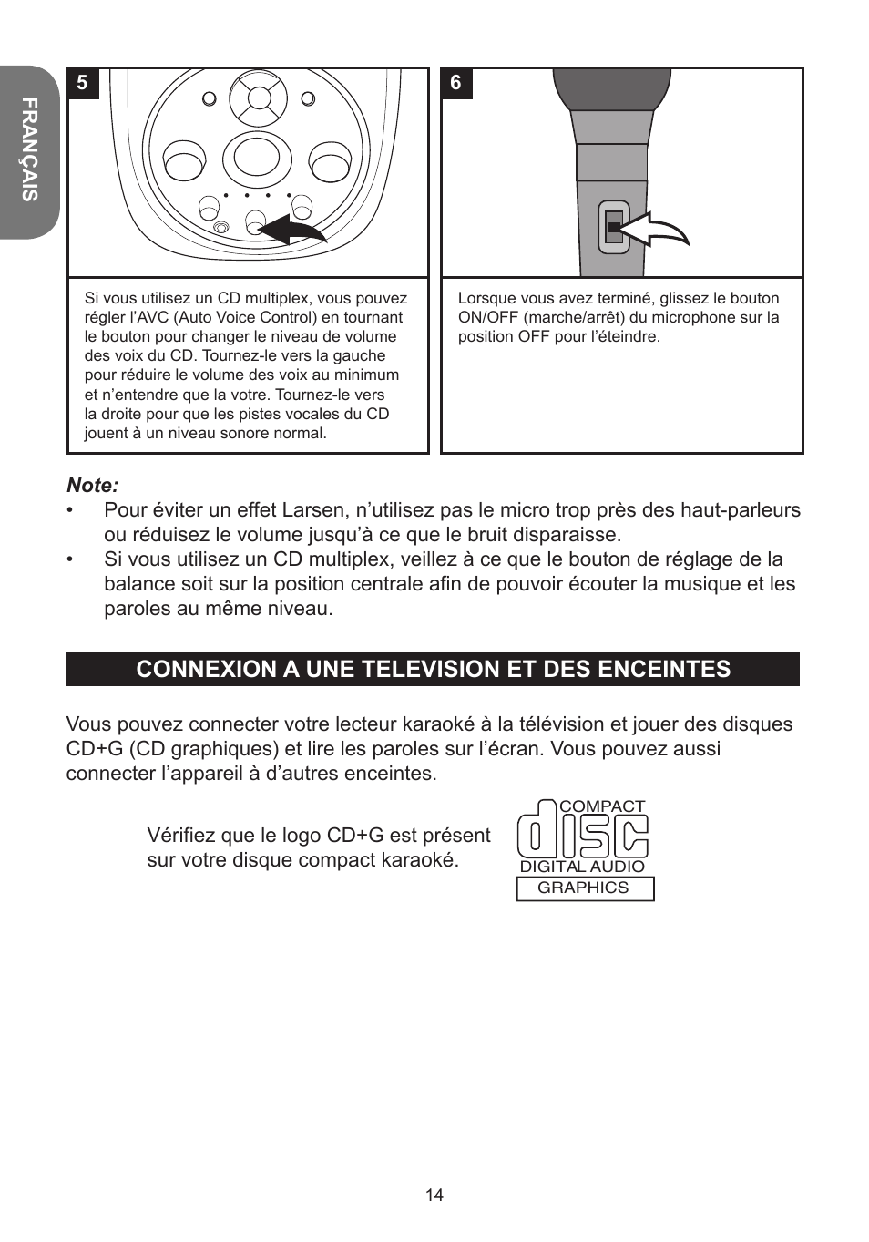 Connexion a une television et des enceintes | Lexibook K5000HM User Manual | Page 14 / 108