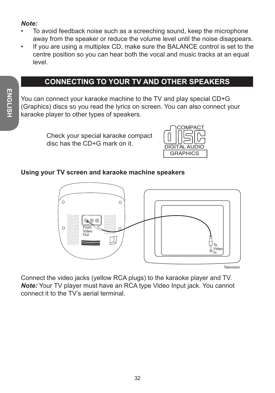 Connecting to your tv and other speakers | Lexibook K5000HM User Manual | Page 32 / 108