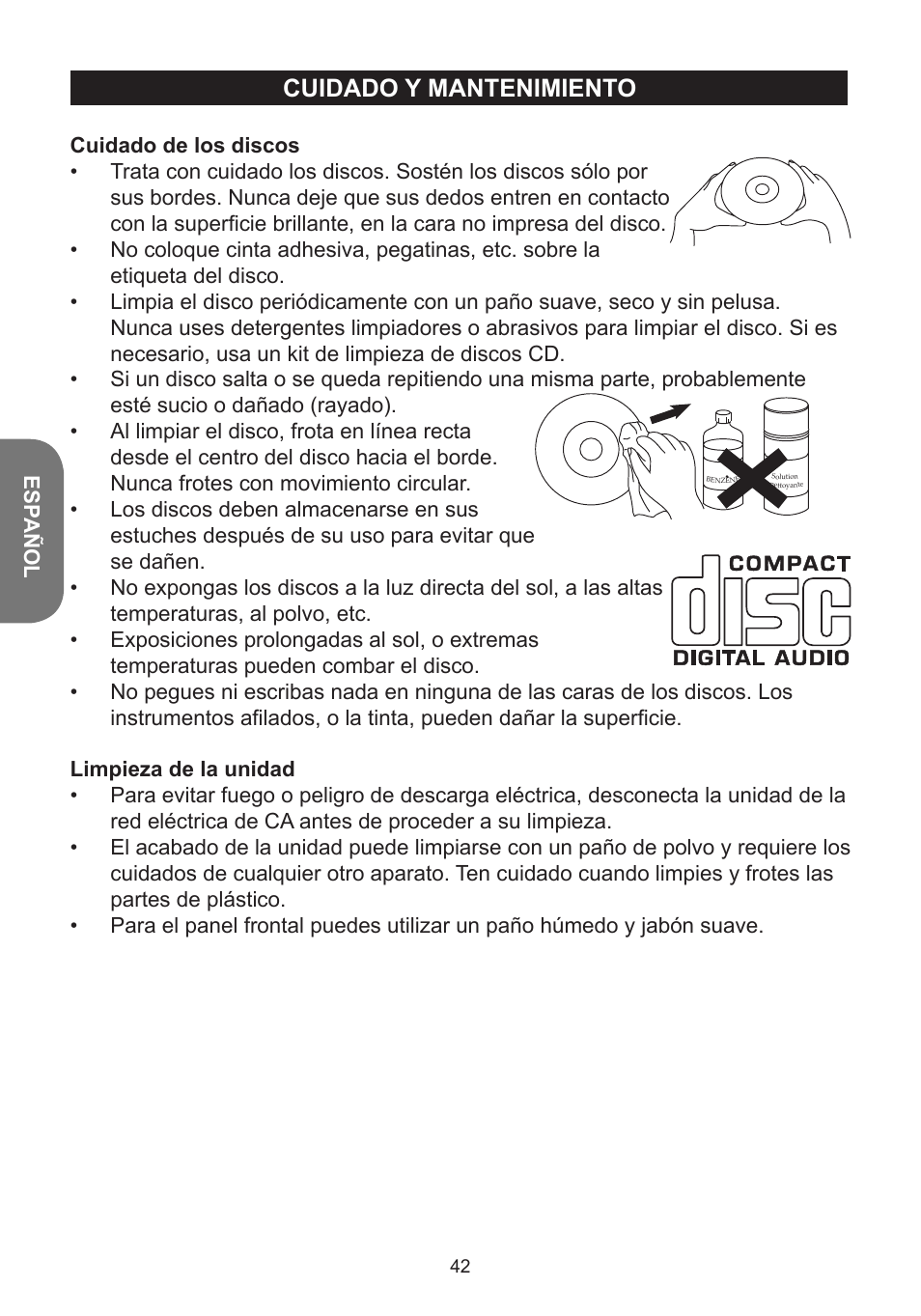 Cuidado y mantenimiento | Lexibook K5000HM User Manual | Page 42 / 108