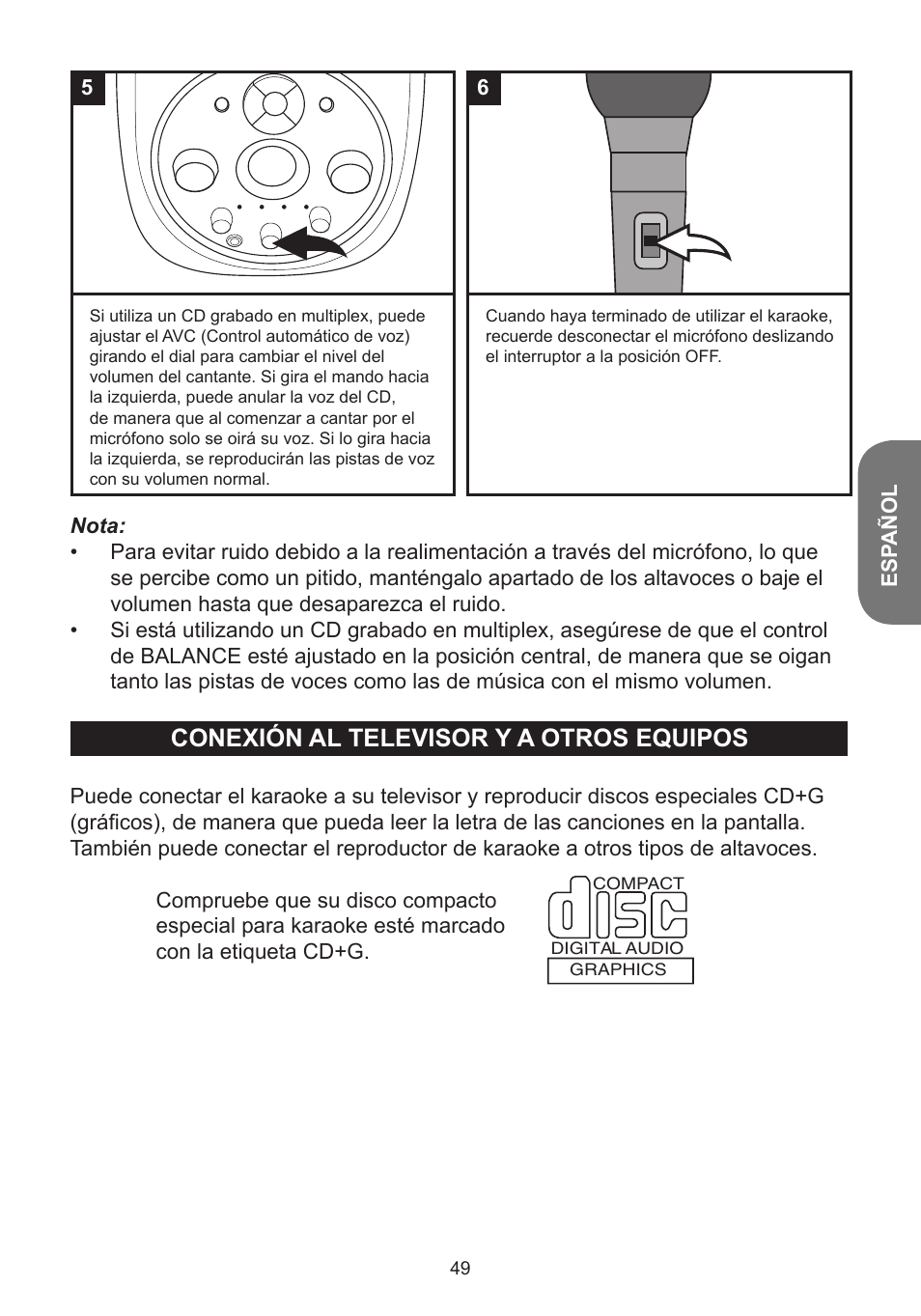 Conexión al televisor y a otros equipos | Lexibook K5000HM User Manual | Page 49 / 108