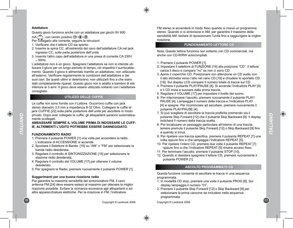 It aliano | Lexibook RCD100BB User Manual | Page 21 / 32