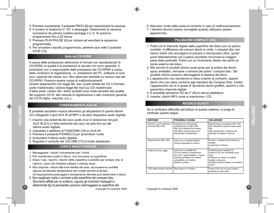 It aliano | Lexibook RCD100BB User Manual | Page 22 / 32