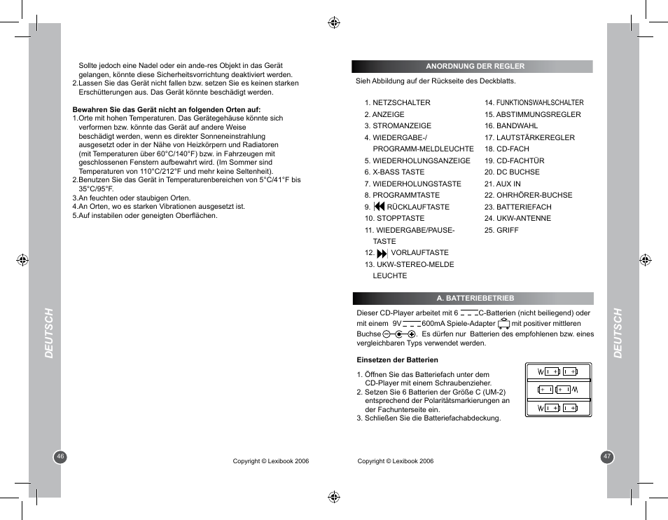 Deutsch | Lexibook RCD100BB User Manual | Page 24 / 32