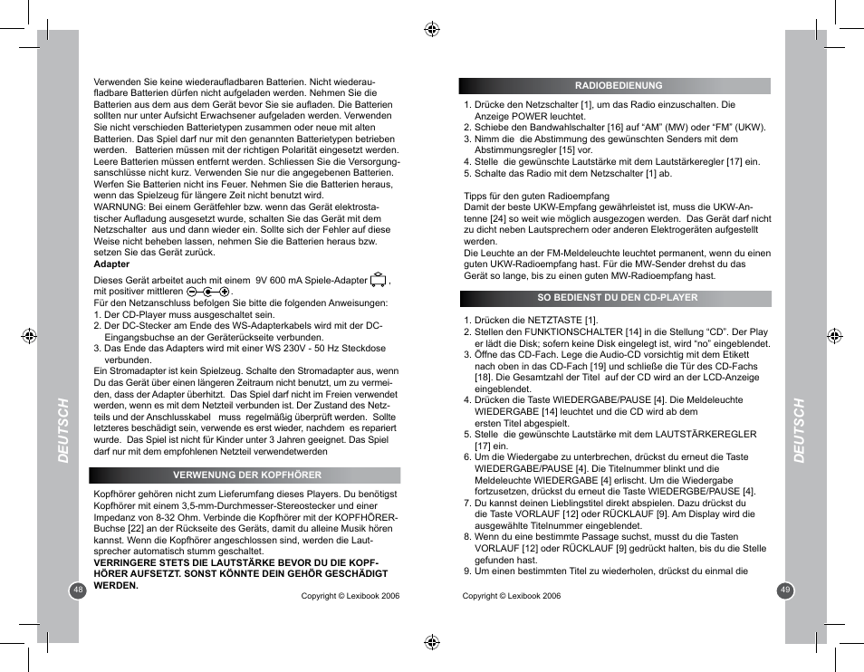 Deutsch | Lexibook RCD100BB User Manual | Page 25 / 32