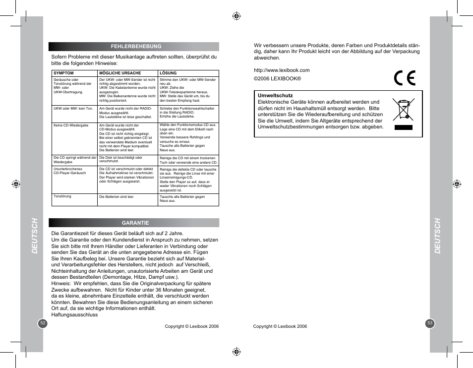 Deutsch | Lexibook RCD100BB User Manual | Page 27 / 32