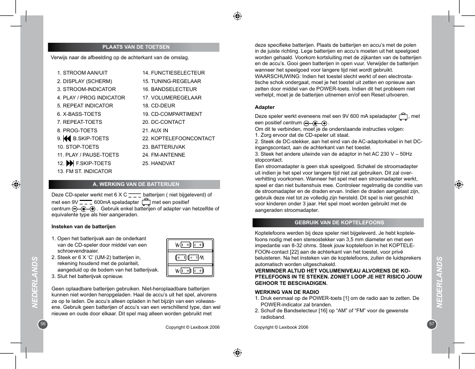 Nederlands | Lexibook RCD100BB User Manual | Page 29 / 32