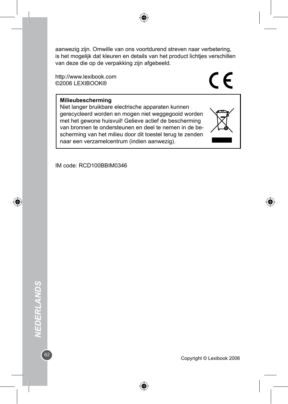 Nederlands | Lexibook RCD100BB User Manual | Page 32 / 32