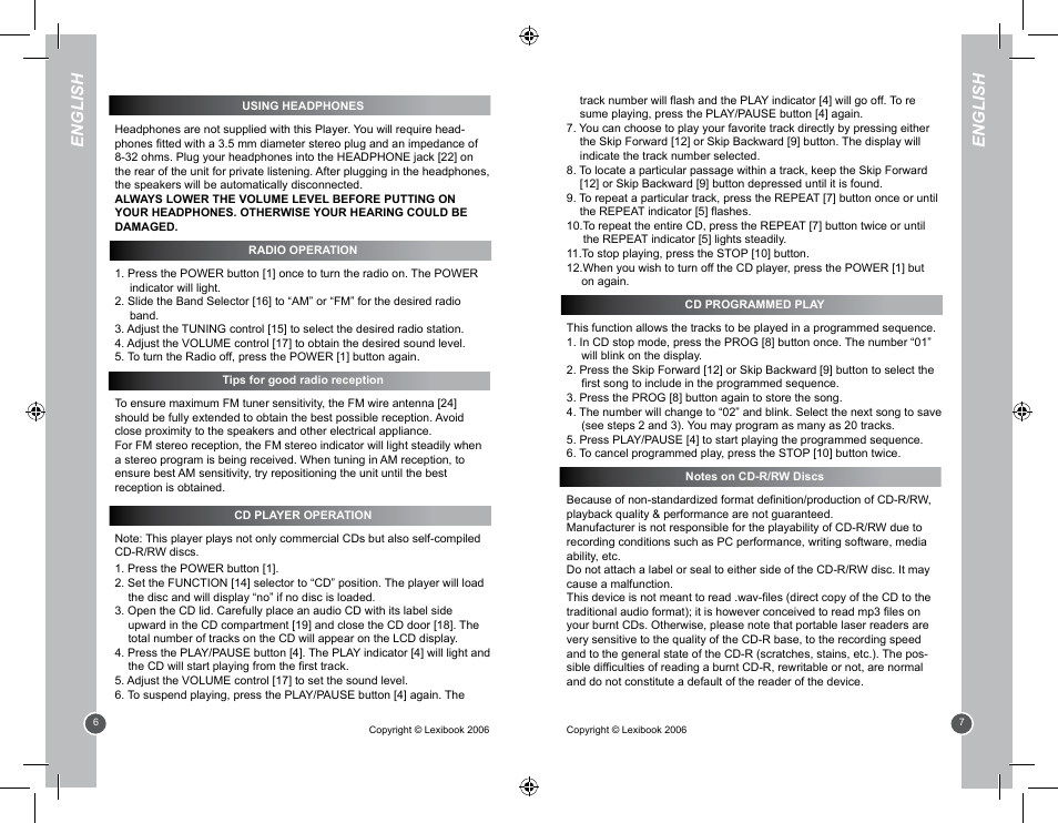 English | Lexibook RCD100BB User Manual | Page 4 / 32