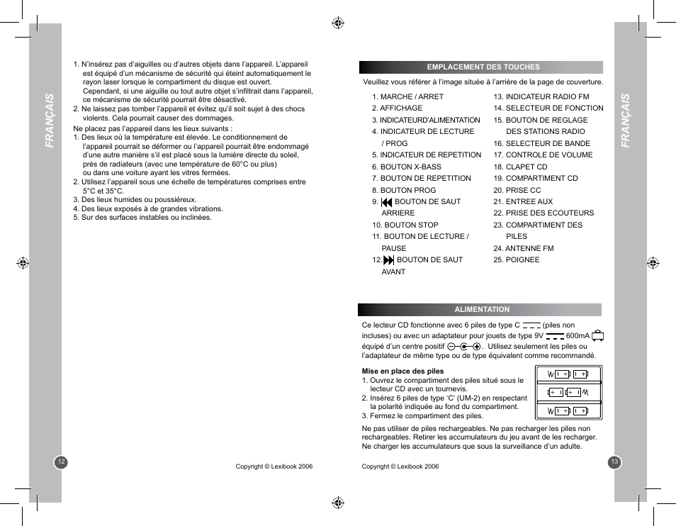 Français | Lexibook RCD100BB User Manual | Page 7 / 32