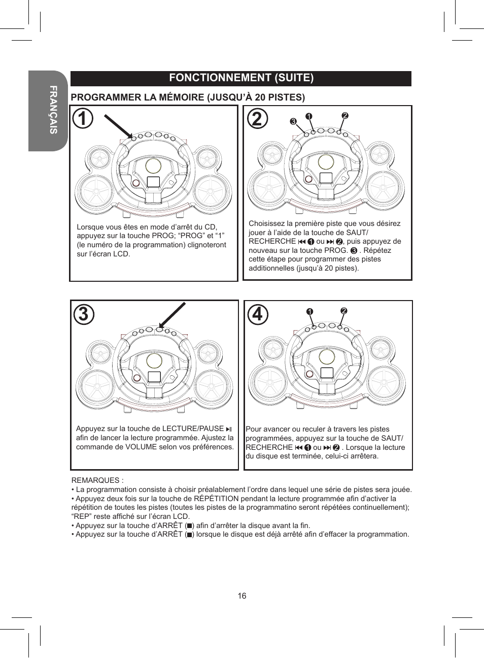 Fonctionnement (suite) | Lexibook RCD150FE User Manual | Page 16 / 130