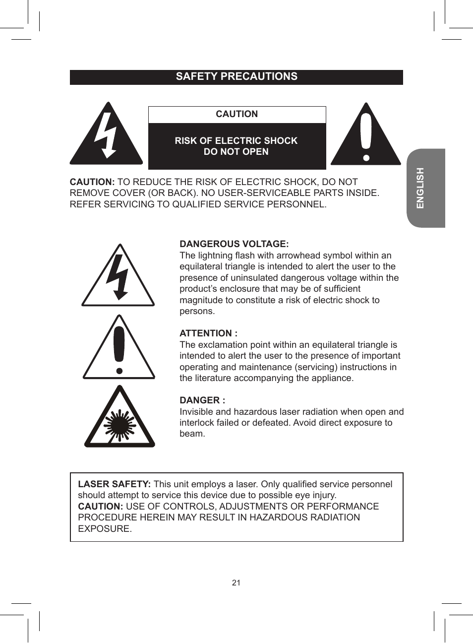 Safety precautions | Lexibook RCD150FE User Manual | Page 21 / 130