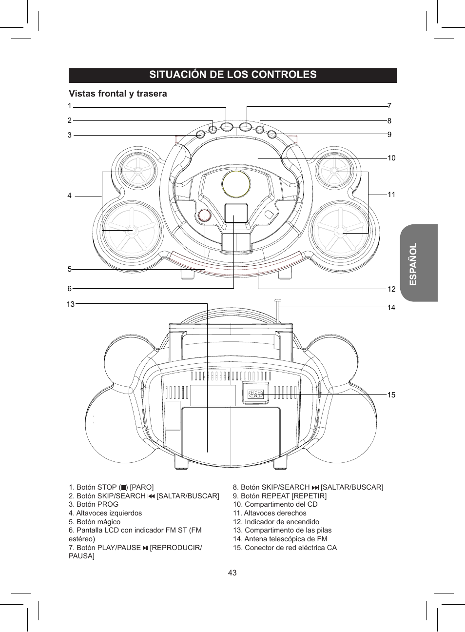 Situación de los controles | Lexibook RCD150FE User Manual | Page 43 / 130