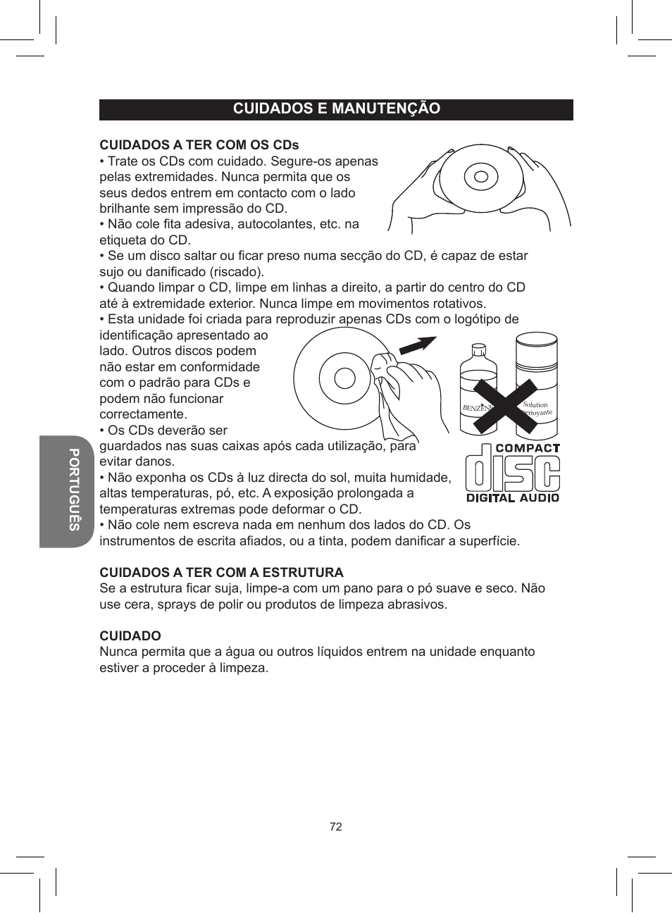 Cuidados e manutenção | Lexibook RCD150FE User Manual | Page 72 / 130