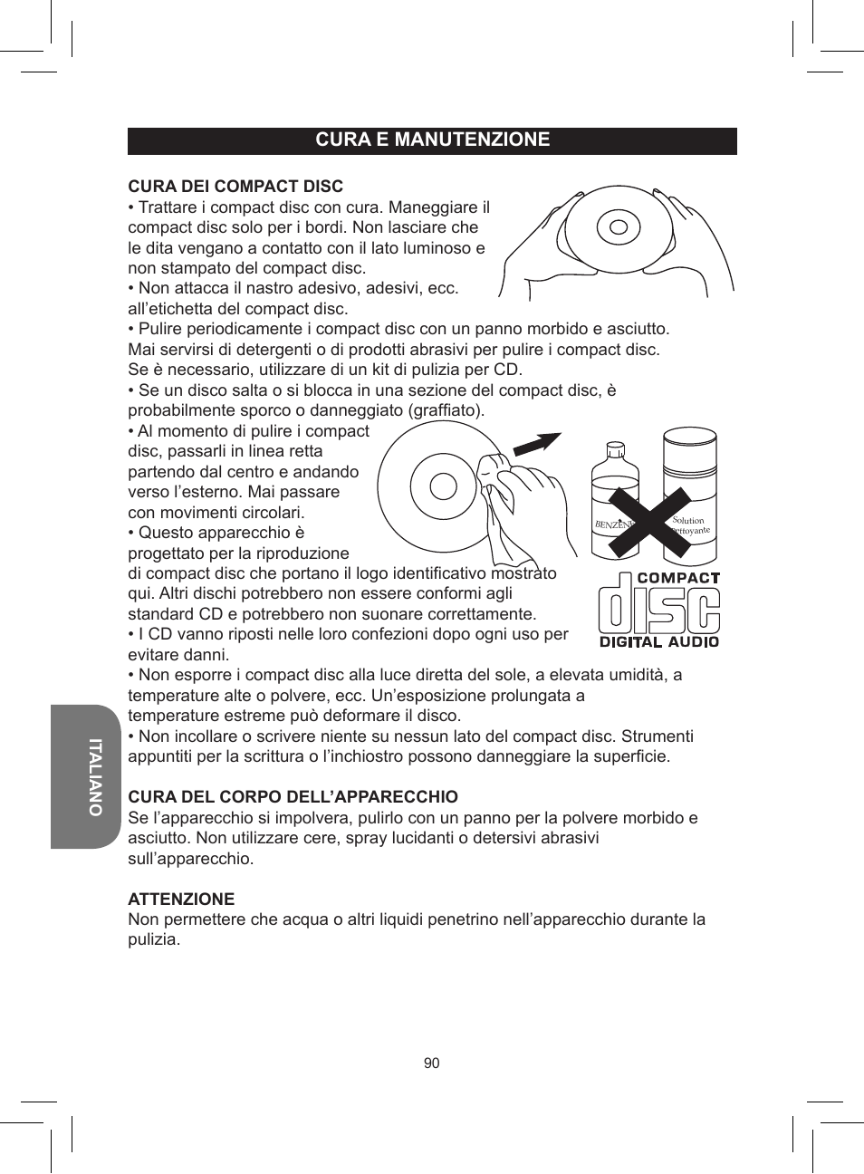 Cura e manutenzione | Lexibook RCD150FE User Manual | Page 90 / 130