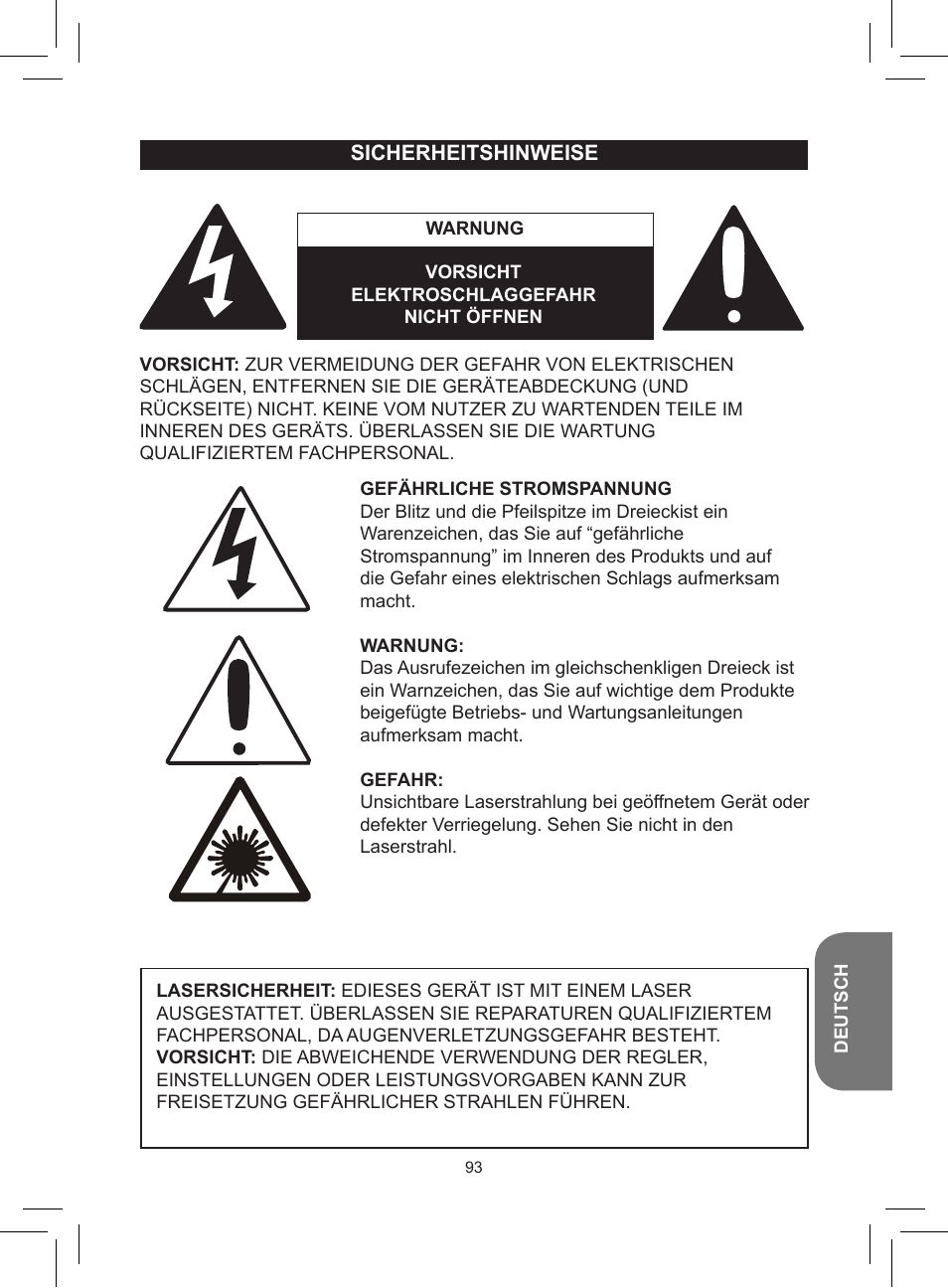 Sicherheitshinweise | Lexibook RCD150FE User Manual | Page 93 / 130