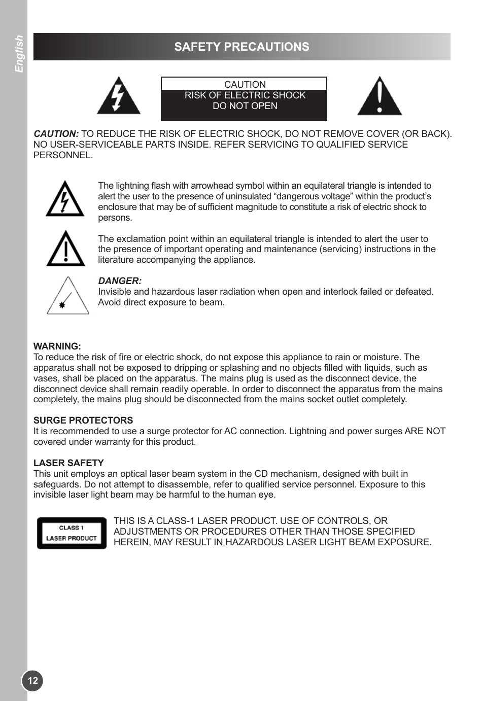 Safety precautions | Lexibook K11SP User Manual | Page 12 / 67