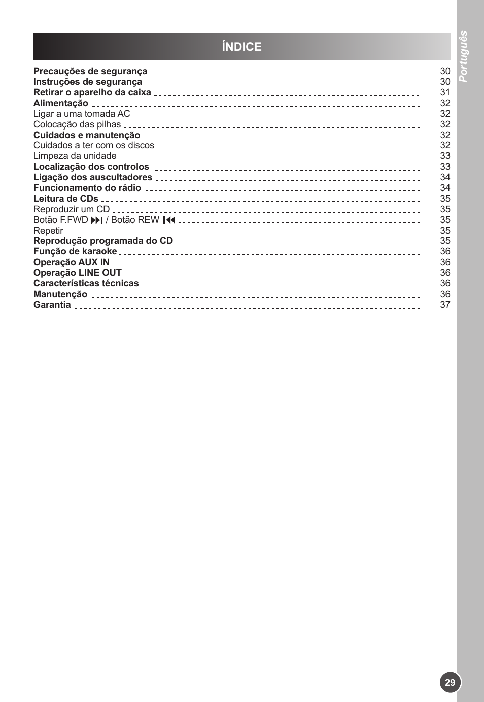 Índice | Lexibook K11SP User Manual | Page 29 / 67