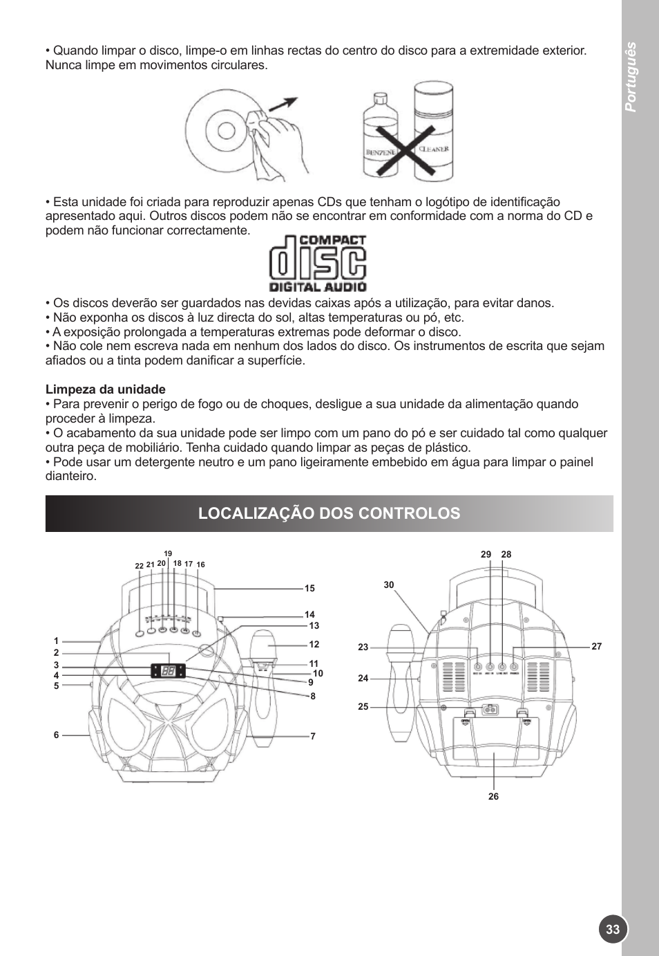 Localização dos controlos, Português | Lexibook K11SP User Manual | Page 33 / 67