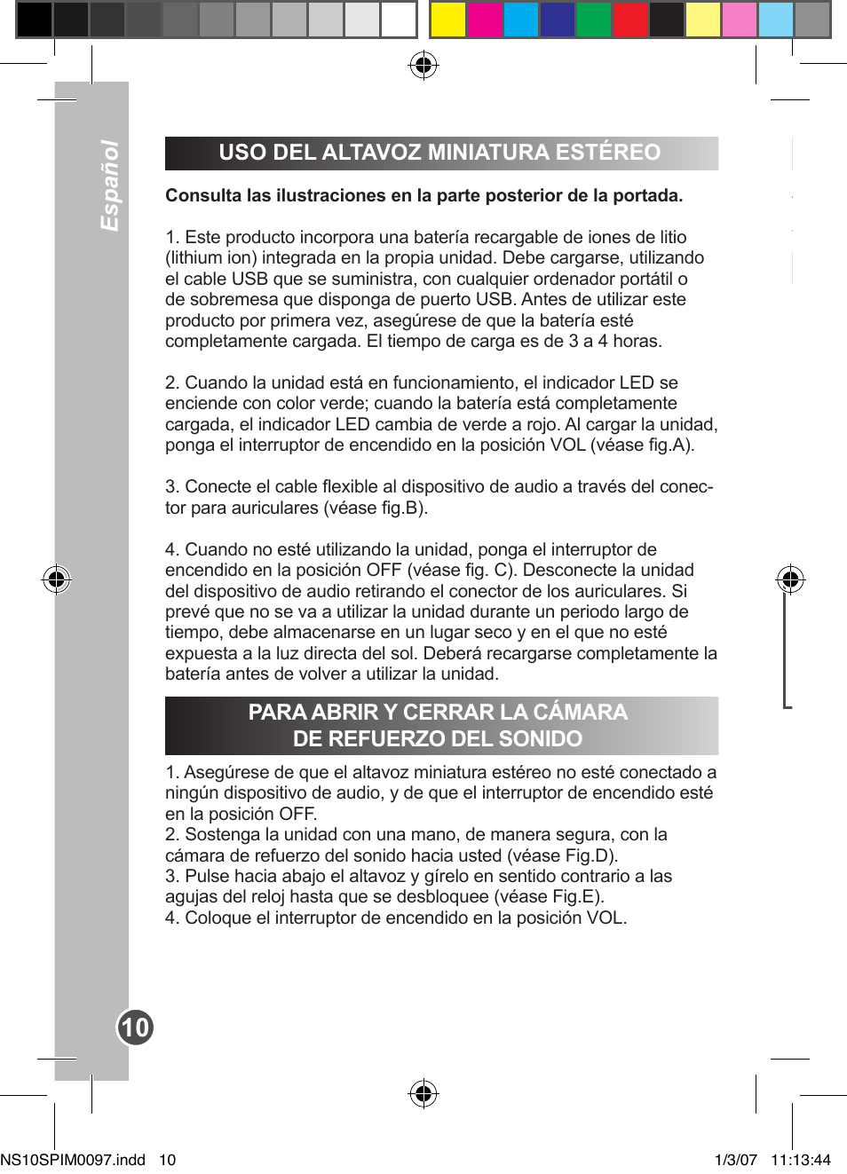 Español | Lexibook NS10SP User Manual | Page 10 / 23