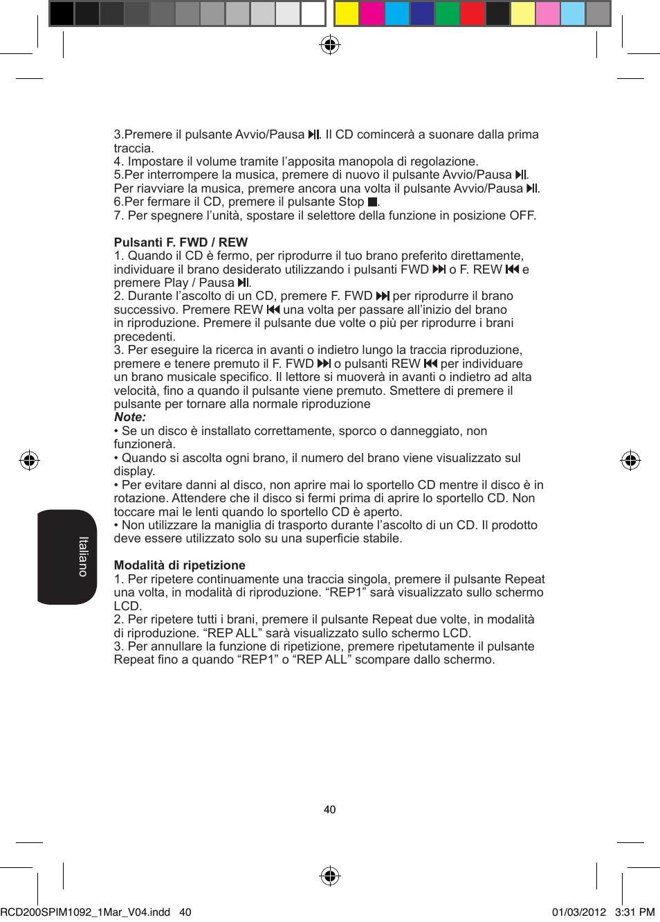 Lexibook RCD200SP User Manual | Page 40 / 60