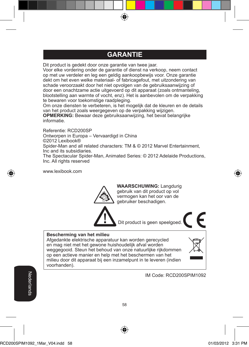 Garantie | Lexibook RCD200SP User Manual | Page 58 / 60
