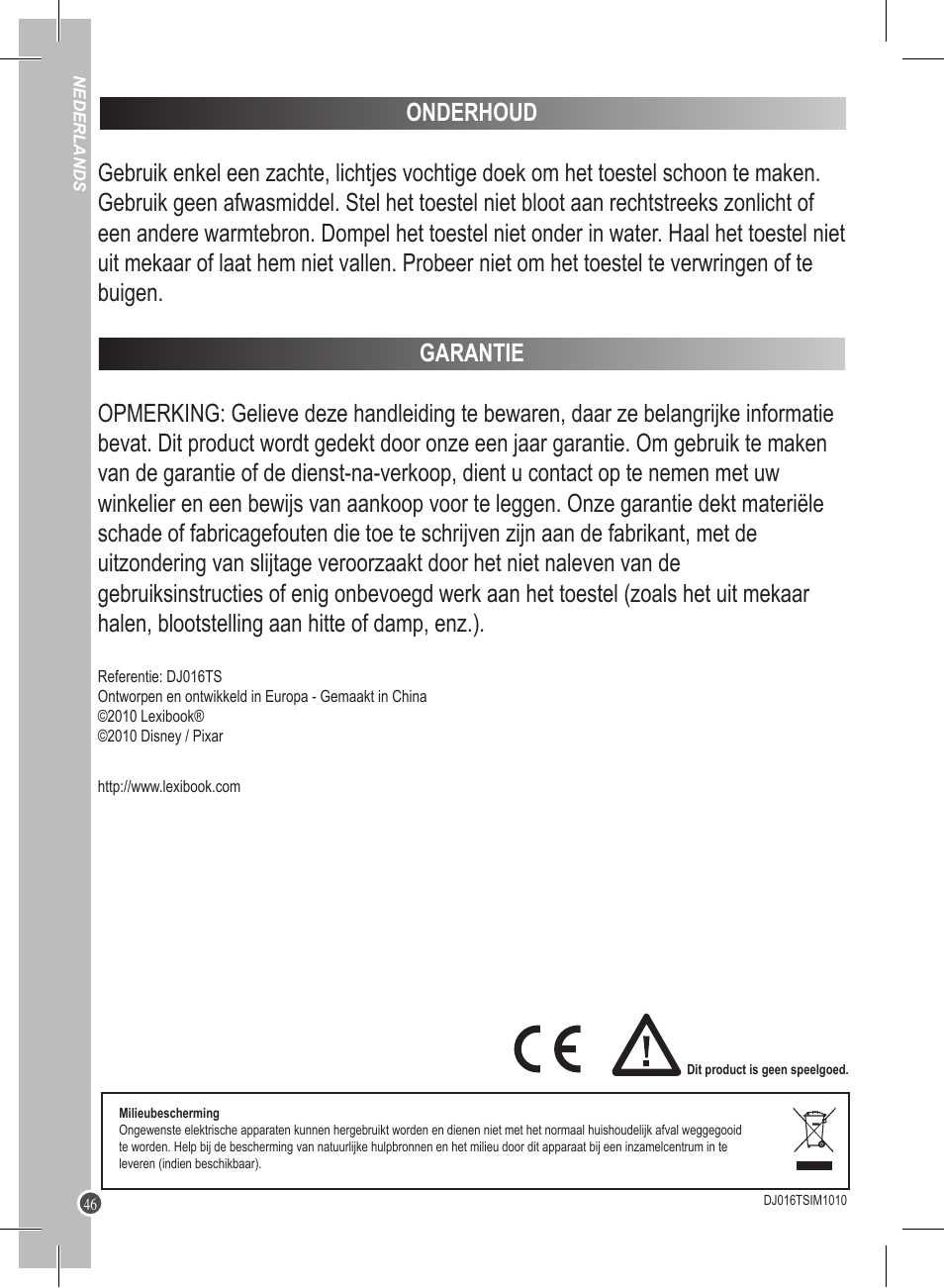 Lexibook DJ016TS User Manual | Page 46 / 48