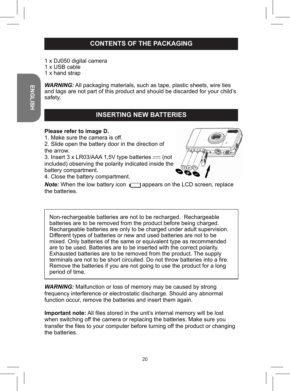 Lexibook DJ050 Series User Manual | Page 20 / 110