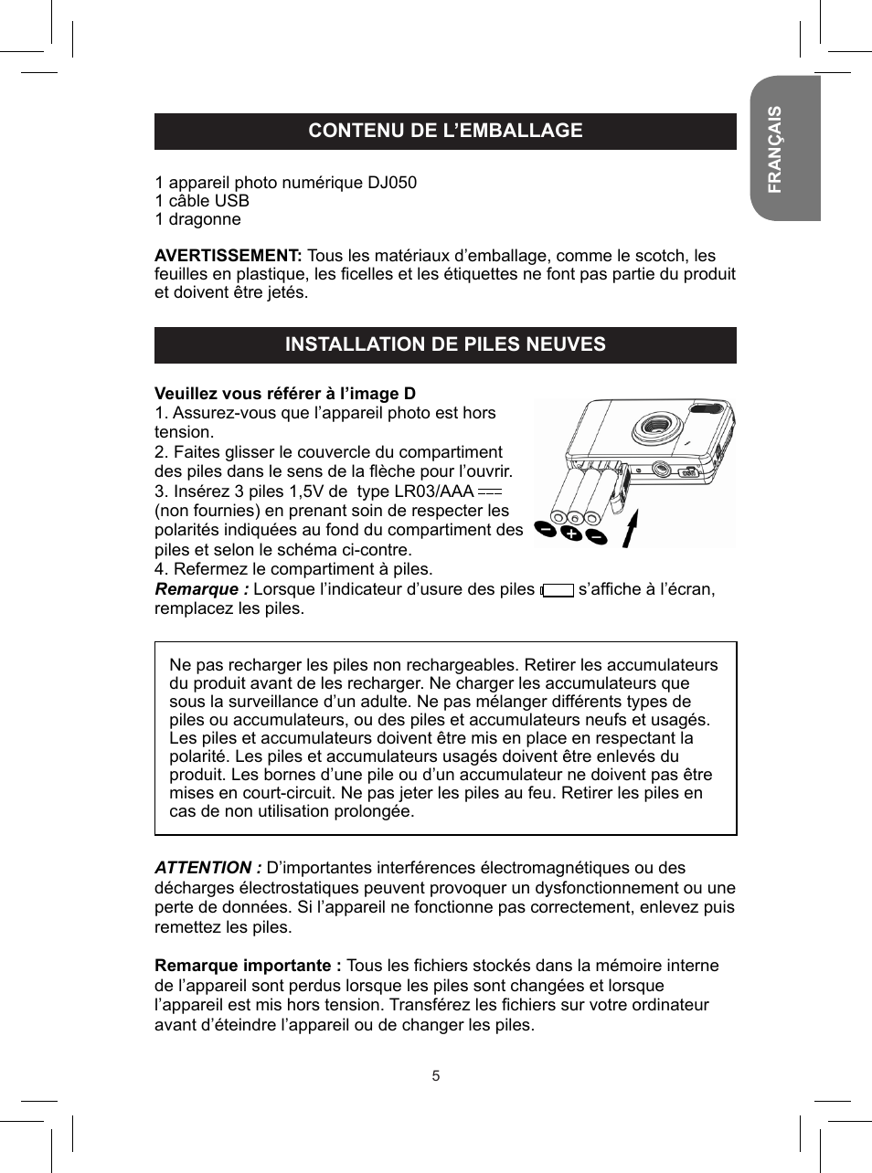 Lexibook DJ050 Series User Manual | Page 5 / 110