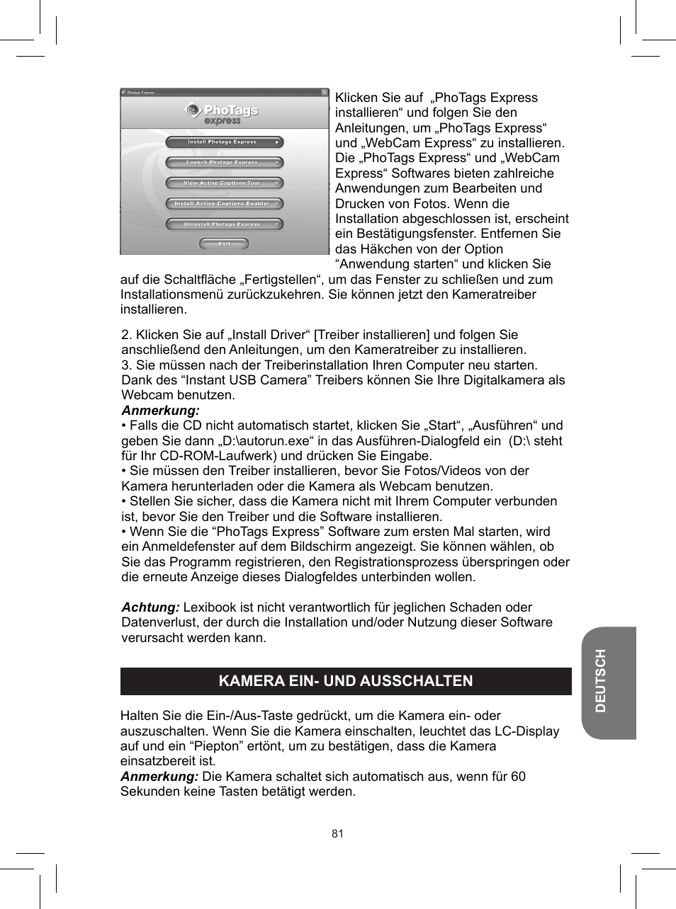 Lexibook DJ050 Series User Manual | Page 81 / 110