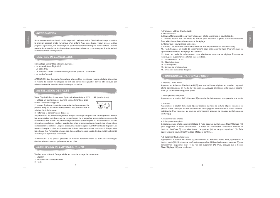 Dj100_01_2fr.pdf | Lexibook DJ100 / DJ100BB / DJ100NO / DJ100SP User Manual | Page 2 / 19