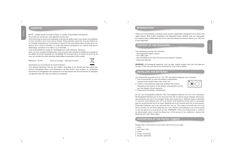 Dj100_05fr_6gb.pdf | Lexibook DJ100 / DJ100BB / DJ100NO / DJ100SP User Manual | Page 4 / 19