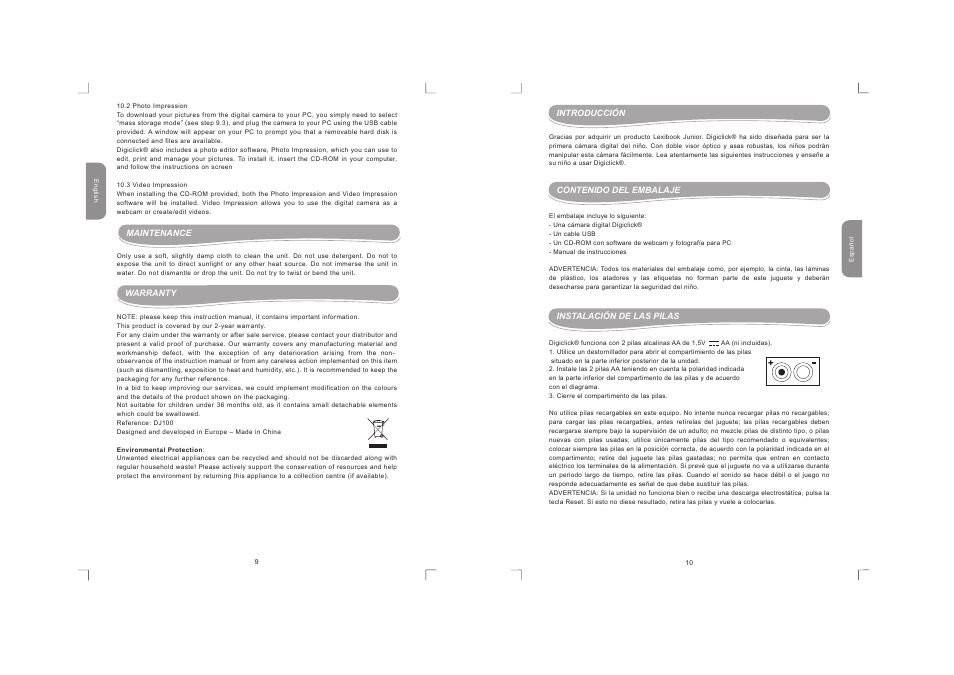 Dj100_09gb_10es.pdf | Lexibook DJ100 / DJ100BB / DJ100NO / DJ100SP User Manual | Page 6 / 19