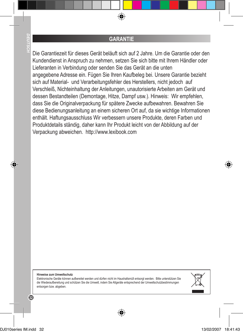 Lexibook DJ010BB / DJ010NO / DJ010SP / DJ010i1 User Manual | Page 32 / 37