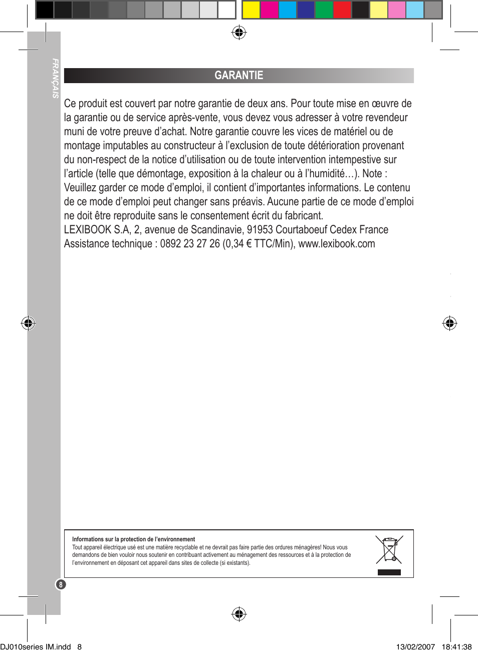 Lexibook DJ010BB / DJ010NO / DJ010SP / DJ010i1 User Manual | Page 8 / 37