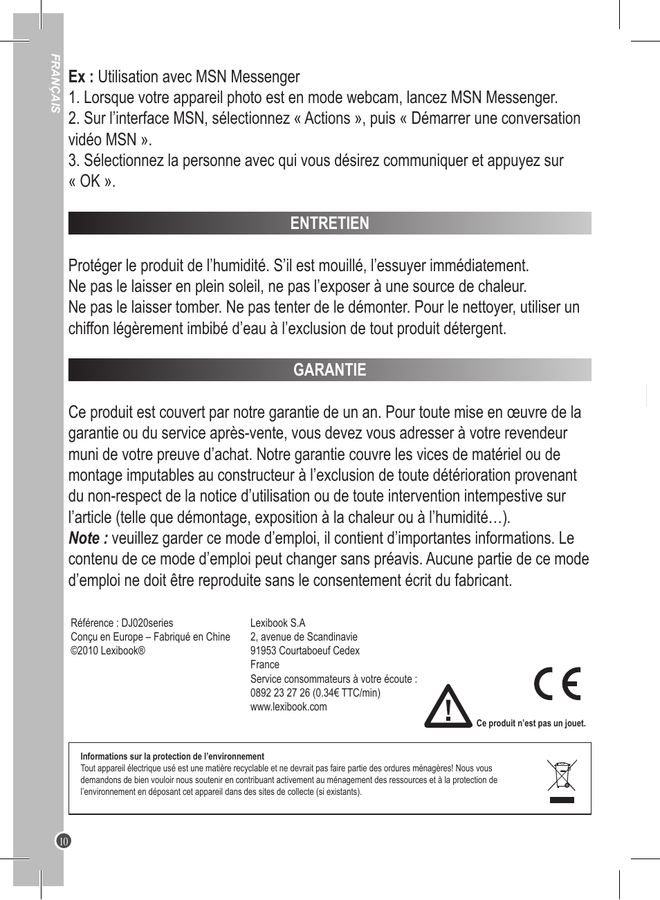 Lexibook DJ020 Series User Manual | Page 10 / 56