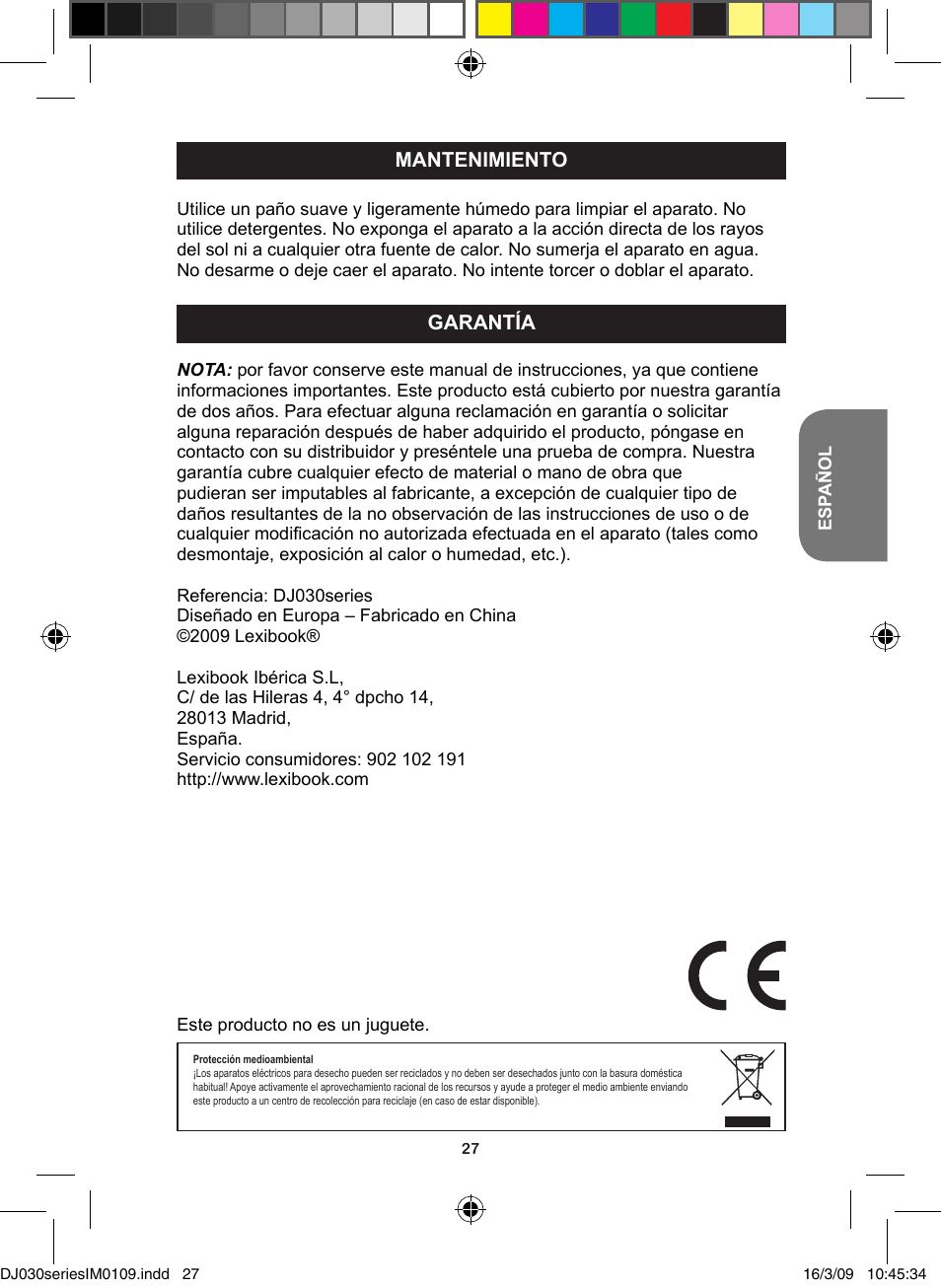 Lexibook DJ030 Series User Manual | Page 27 / 62