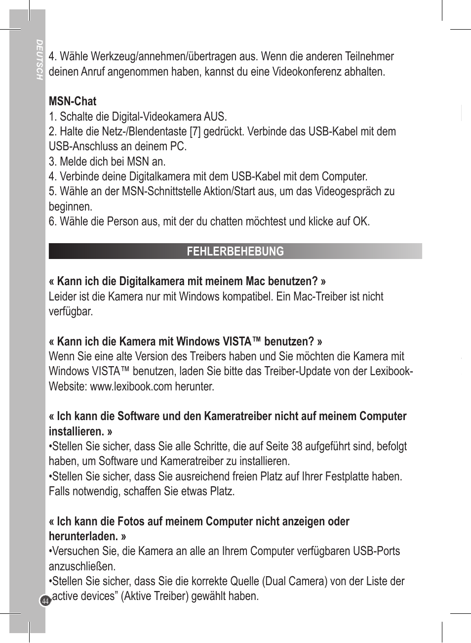 Lexibook DJ045 Series User Manual | Page 44 / 54